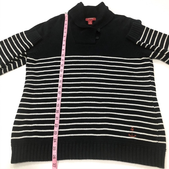 Chaps Navy Striped Pullover Nautical Sweater Size Large - Picture 10 of 11